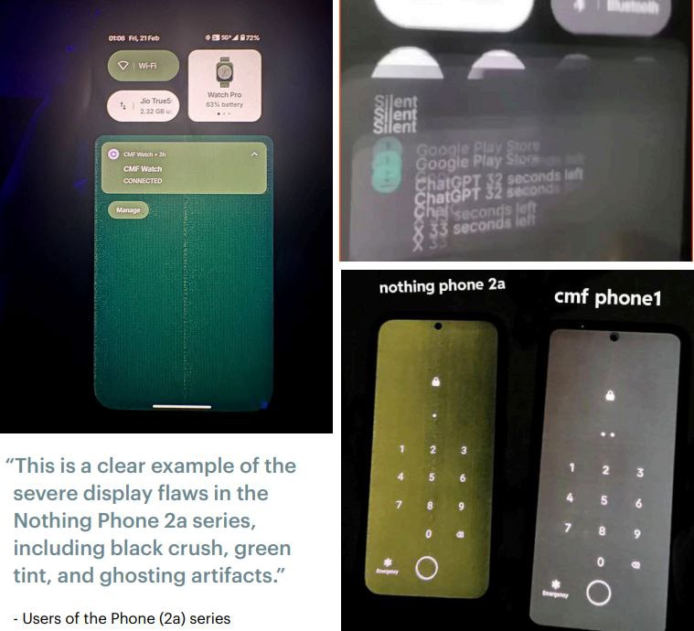 Nothing Phone (2a)陷“屏幕门”：多重缺陷引用户不满Nothing Phone (2a) 近期被曝出严重的屏幕显示问题