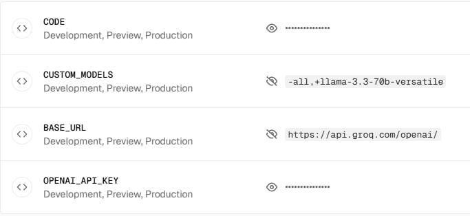#吐槽 补充一下，自己部署（以Vercel为例）可以直接配置好，但是记得设置好访问密码