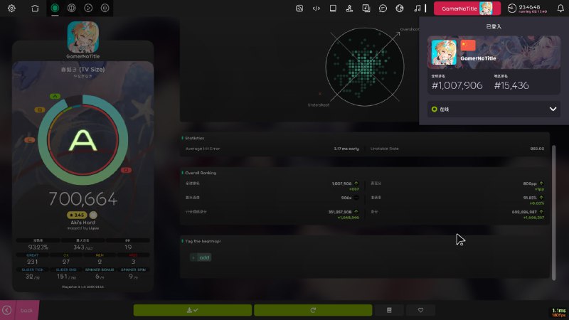 #osu 达成成就！800pp#osu 达成成就！800pp